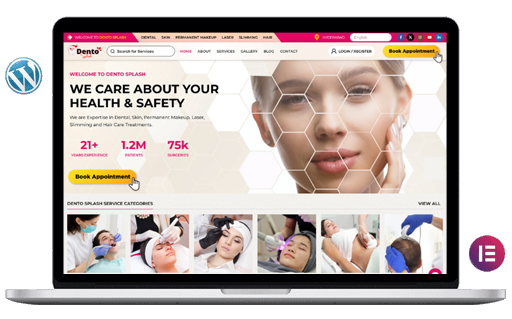 readymade wordpress dental, skin and hair care clinic website